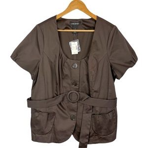 Lane Bryant Brown Belted Blouse Size 20
